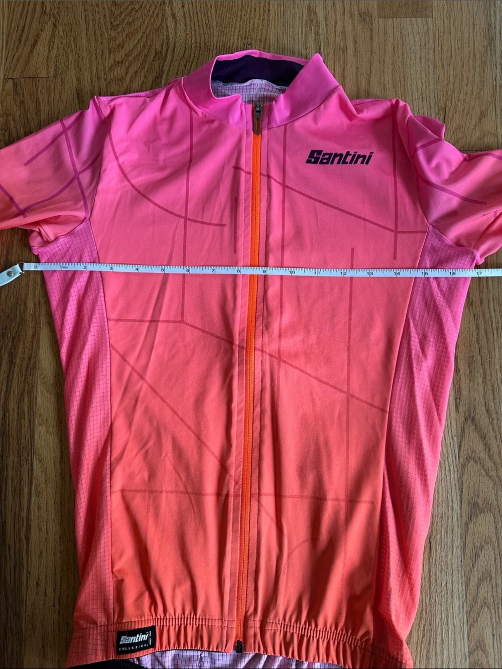 Santini Men’s Pink-Orange Cycling Jersey & Bib Shorts Set